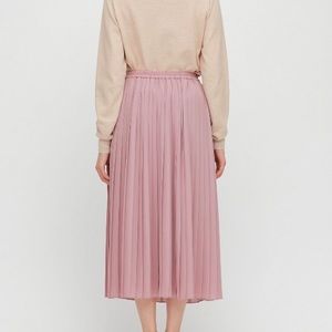 Nude Pink Chiffon Pleated Long Skirt